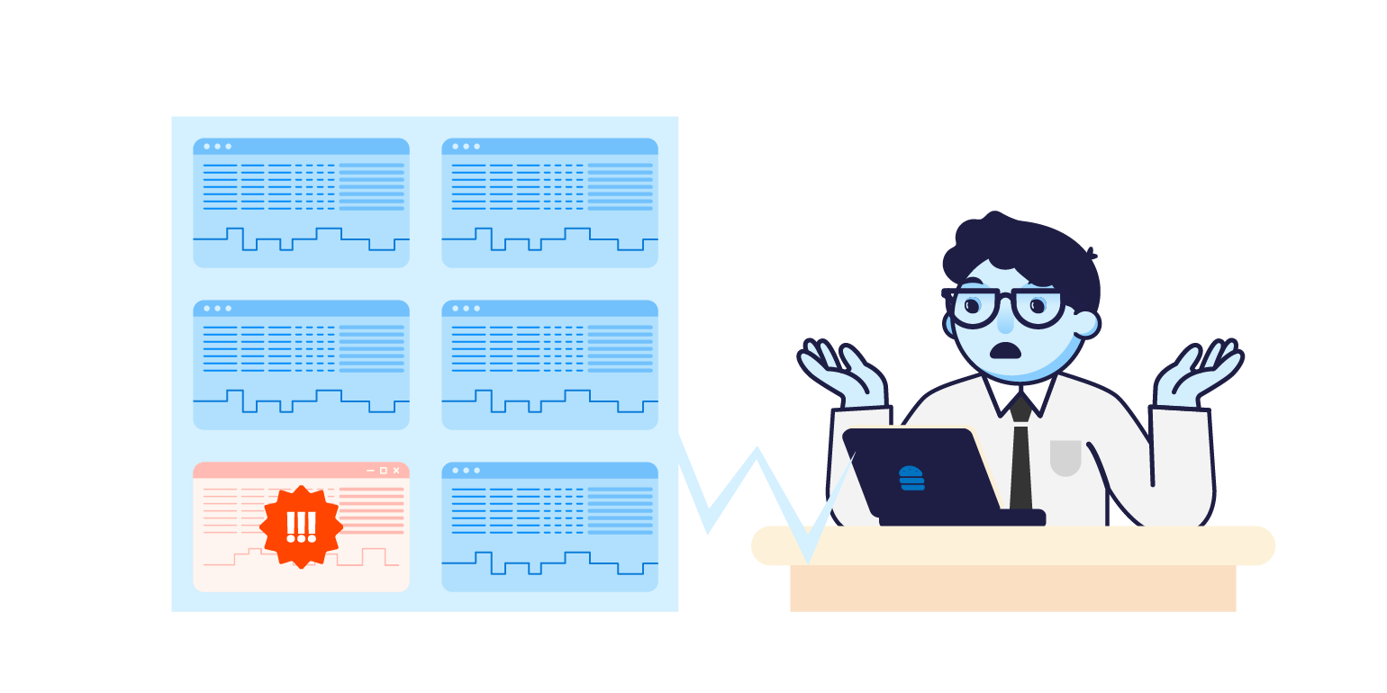 Illustration of a person detecting an anomaly on their network