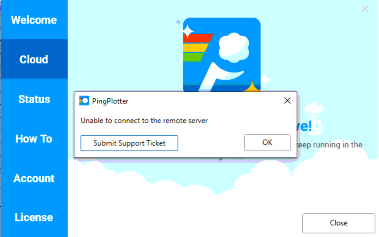 Connection error dialog