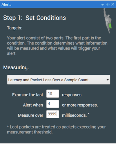 pingplotter packet loss alert conditions